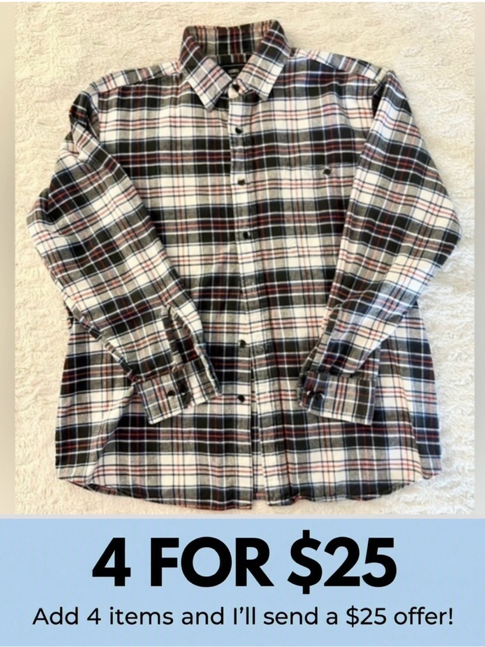 SEARS Vintage Men's Plaid Flannel Style Button-Up Shirt Size Medium